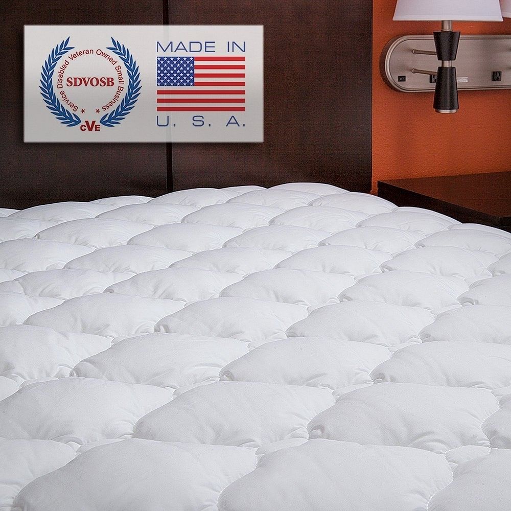 King size Plush Bamboo Baffle Box Stitch Mattress Pad / Topper - Free Shipping