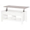Lift Top Coffee Table with Hidden Storage Compartment and Open Shelves, Lift Tabletop Pop-Up Center Table for Living Room, White
