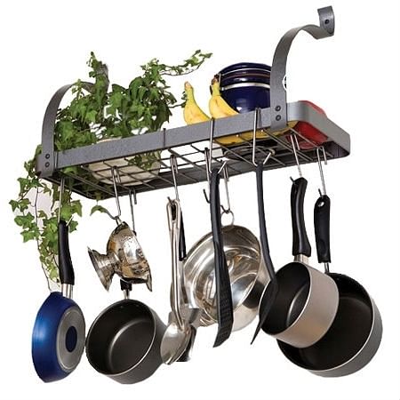 Wall Mounted Metal Kitchen Storage Shelf Pot Rack - Free Shipping