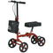HOMCOM Foldable Knee Scooter Steerable Walker Dual Brakes Adjustable Height Crutch Alternative Mobility Aid Red