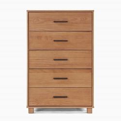 Modern Farmhouse Solid Wood 5 Drawer Bedroom Chest in Light Brown Finish - Free Shipping 