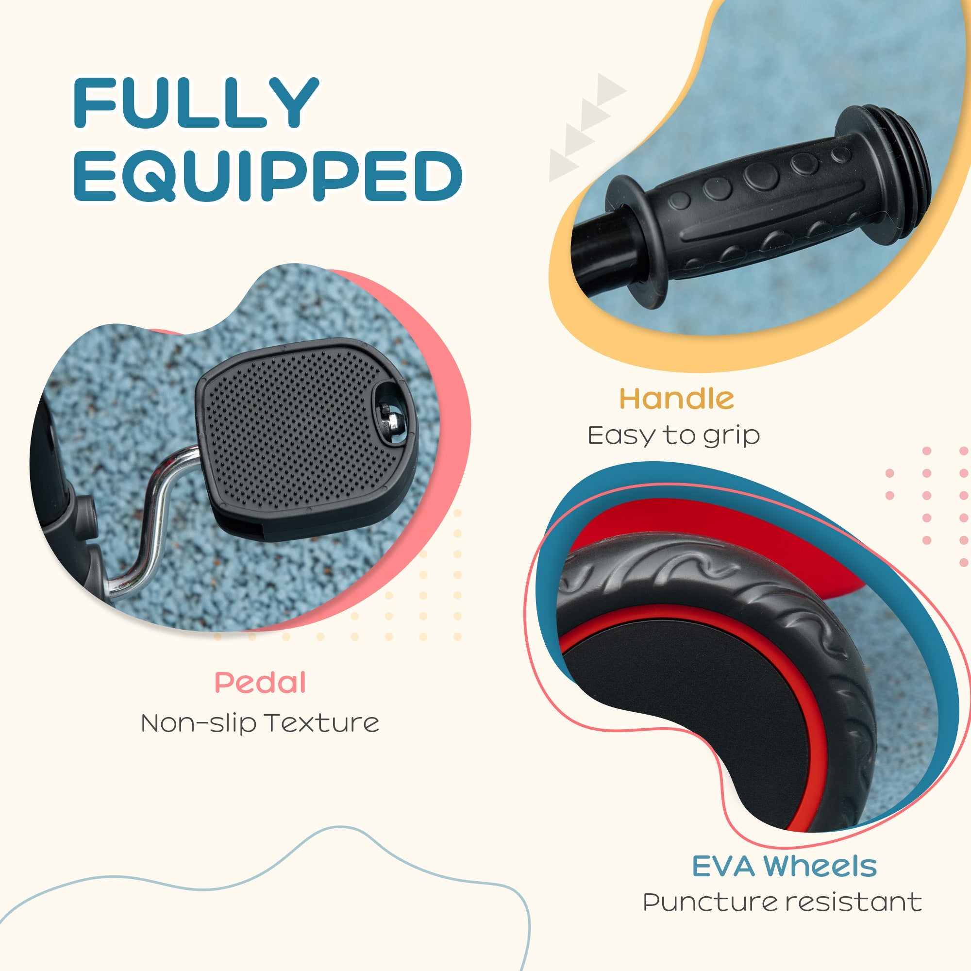 Qaba Kids Tricycle: Adjustable Seat 2-5 Years, Storage Baskets, for Girls/Boys in Red 