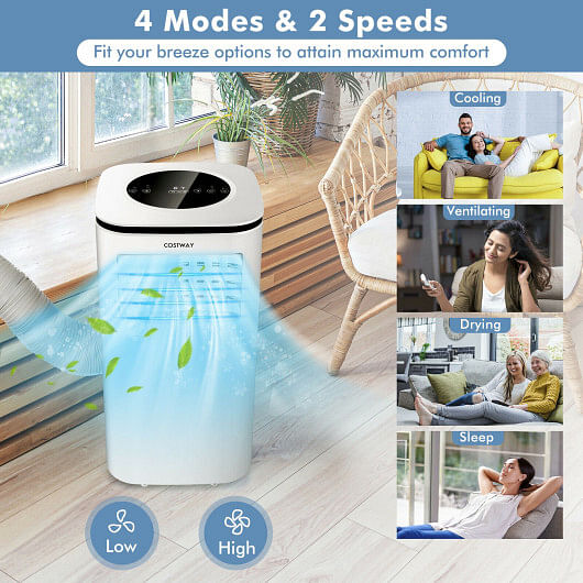 9000 BTU 3 in 1 Portable Air Conditioner with Fan and Dehumidifier-White - Free Shipping 