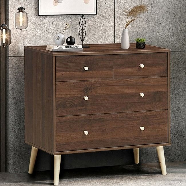 Espresso Modern FarmHome 4 Drawer Easy Glide Storage Dresser - Free Shipping 