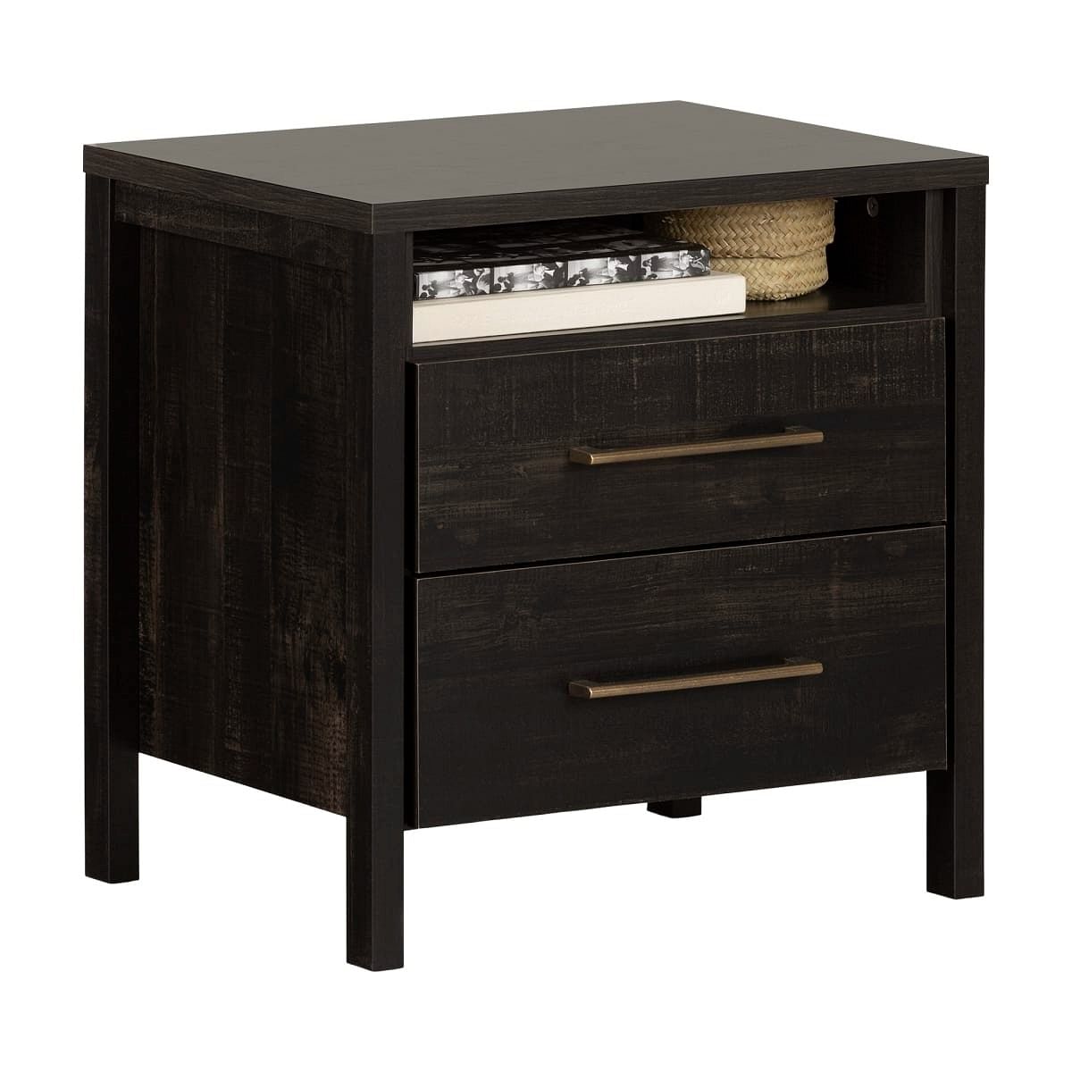 Modern Java 2 Drawer Nightstand Cubby Storage Shelf - Free Shipping 