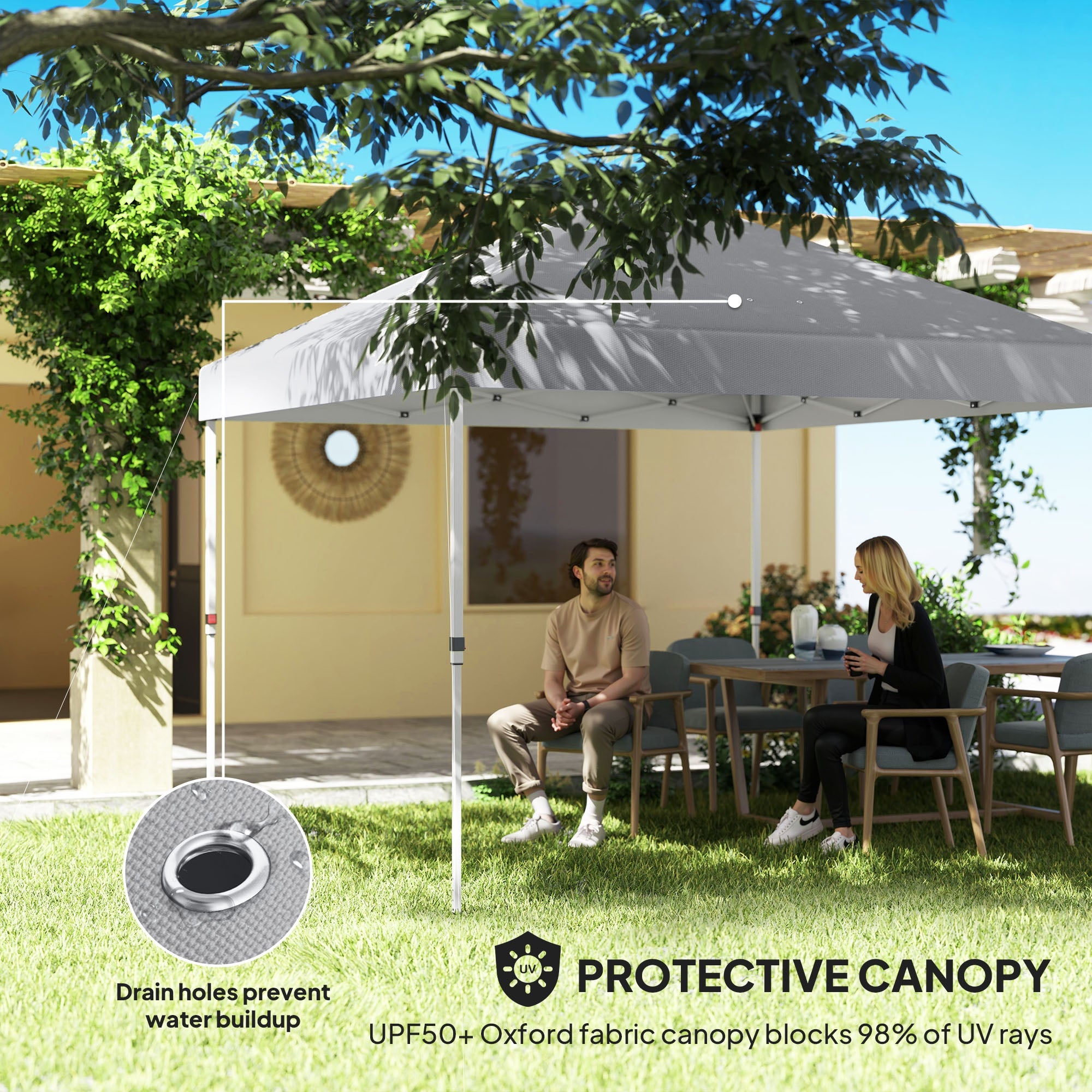 Outsunny 10' x 10' Pop Up Canopy Tent with Sidewall, Height Adjustable Instant Sun Shelter with Storage Pockets, Light Grey 