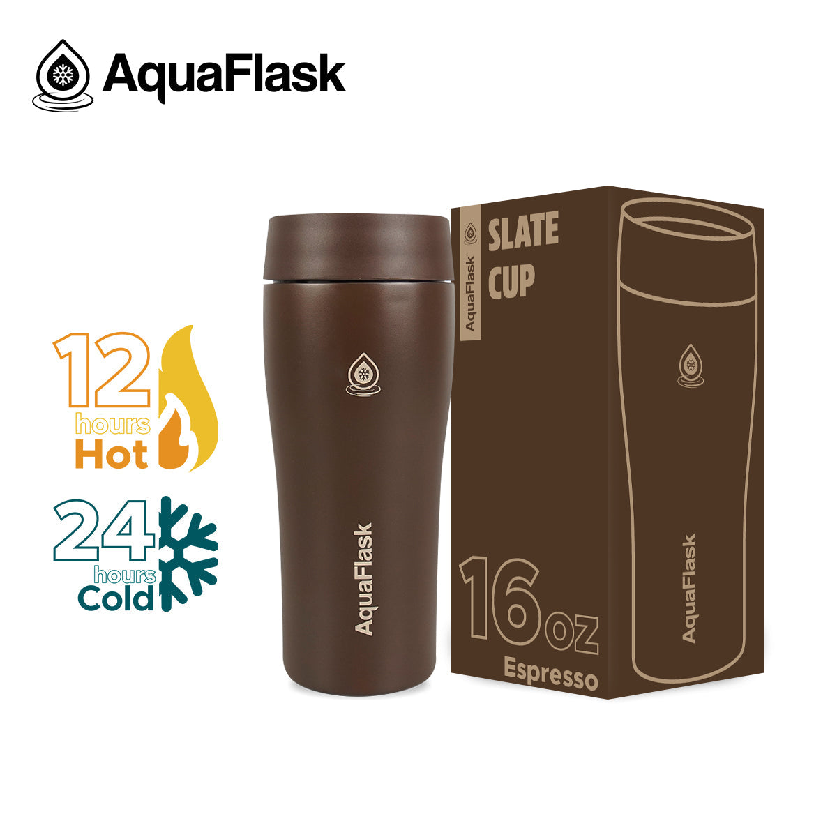 AquaFlask Slate Cup 473ml (16oz) – Vacuum Insulated Stainless Steel, Hot 12H / Cold 24H, Leakproof, BPA-Free, Durable & Stylish