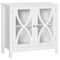 HOMCOM White Glass Door Sideboard: Buffet Cabinet with Accent Cupboard & Adjustable Shelf for Dining & Living Rooms
