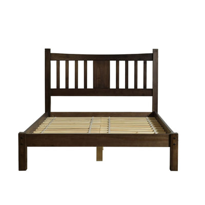 Queen Size Farmhouse Style Solid Wood Platform Bed with Headboard in Espresso - Free Shipping 