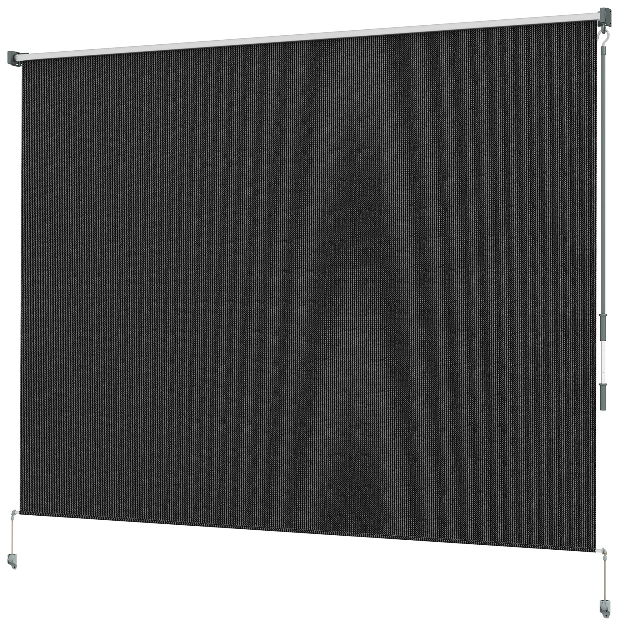 Outsunny 8' x 6' Patio Door Blinds, Outdoor Roller Shades, Cordless Roll Up Shade for Porch Gazebo, Black 
