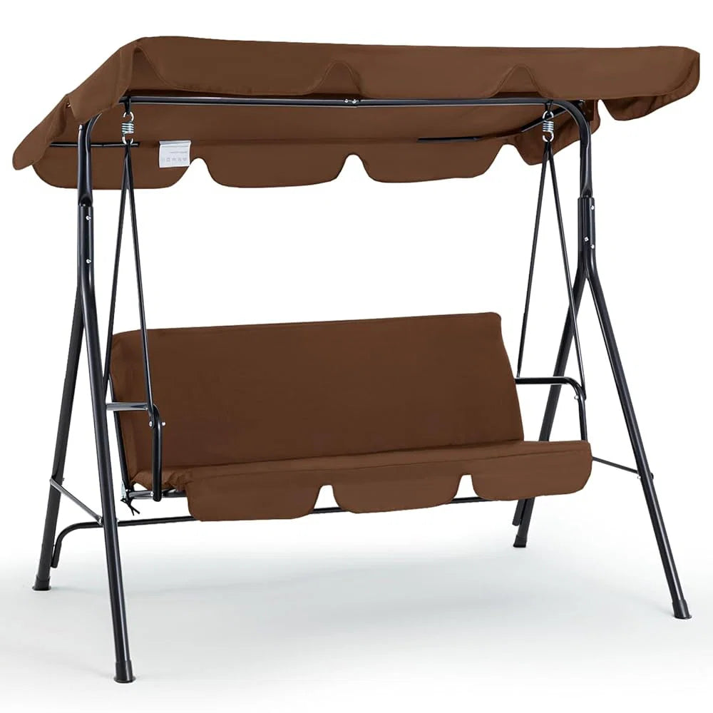 AECOJOY 3-Seat Outdoor Patio Swing Chair – Heavy-Duty Canopy Swing Bench for Backyard, Porch & Garden