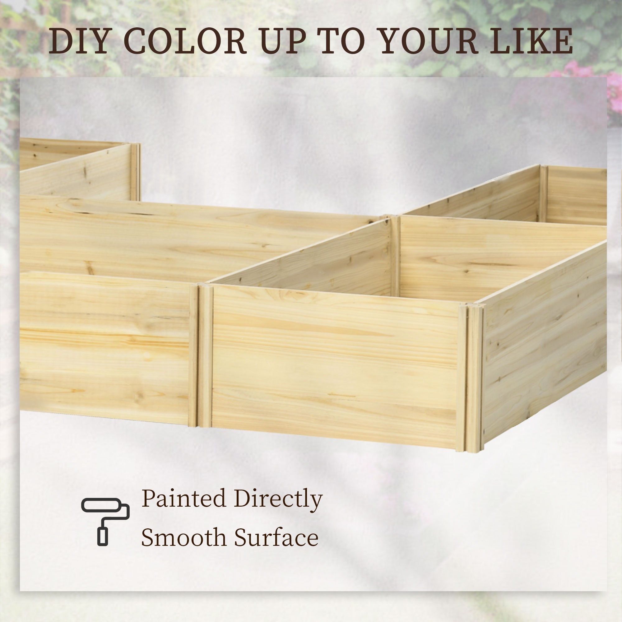 Outsunny DIY 5-box Garden Planter with Open Bottom for Outdoor Plants, Vegetables, Flowers, Herbs, Natural Wood 