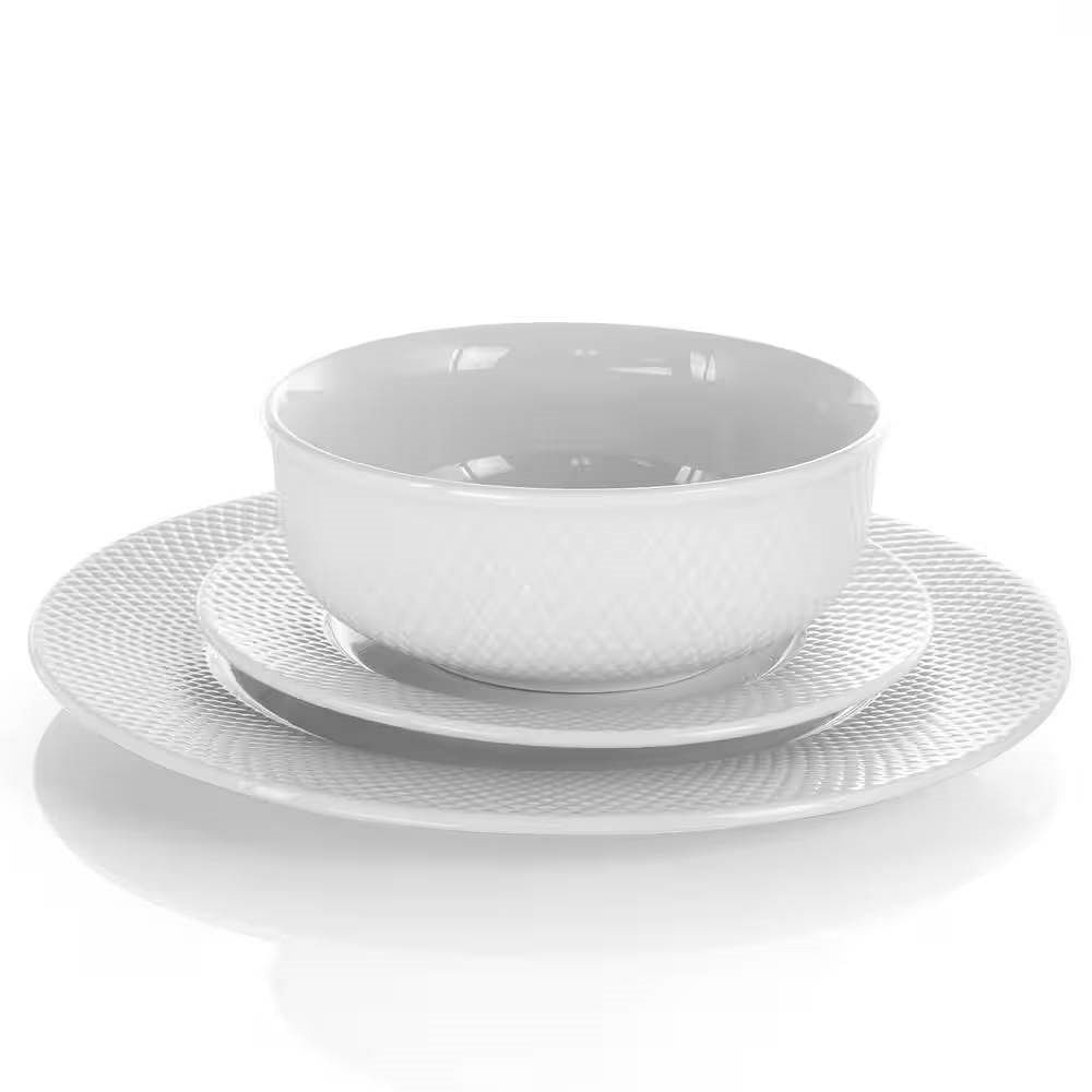 18-Piece White Porcelain Dinnerware Set with Plates Bowls Mugs - Service for 4 - Free Shipping