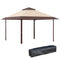 Outsunny 13' x 13' Outdoor Pop-Up Party Tent Canopy with Top Vent, 3-Level Adjustable Height, and Roller Bag, Khaki