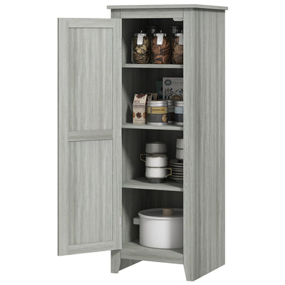 HOMCOM 48" Kitchen Pantry Storage Cabinet w/ Barn Door, Kitchen Pantry Cabinet w/ Adjustable Shelves, Grey Wood Grain 