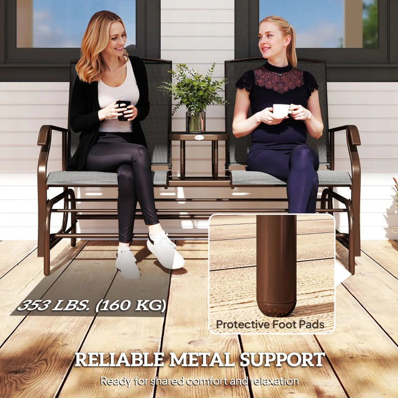 Patio Glider Rocking Chair 2 Person Outdoor Loveseat Rocker Garden Furniture Bench, Black