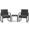Outdoor Bistro Set, 3 Piece Wicker Patio Furniture Set with Glass Top Table and Cushions for Porch, Balcony, Dark Grey
