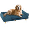 Washable Dog Sofa for Large Dogs, Elevated Pet Couch with Anti-slip Foot Pads, Dark Blue
