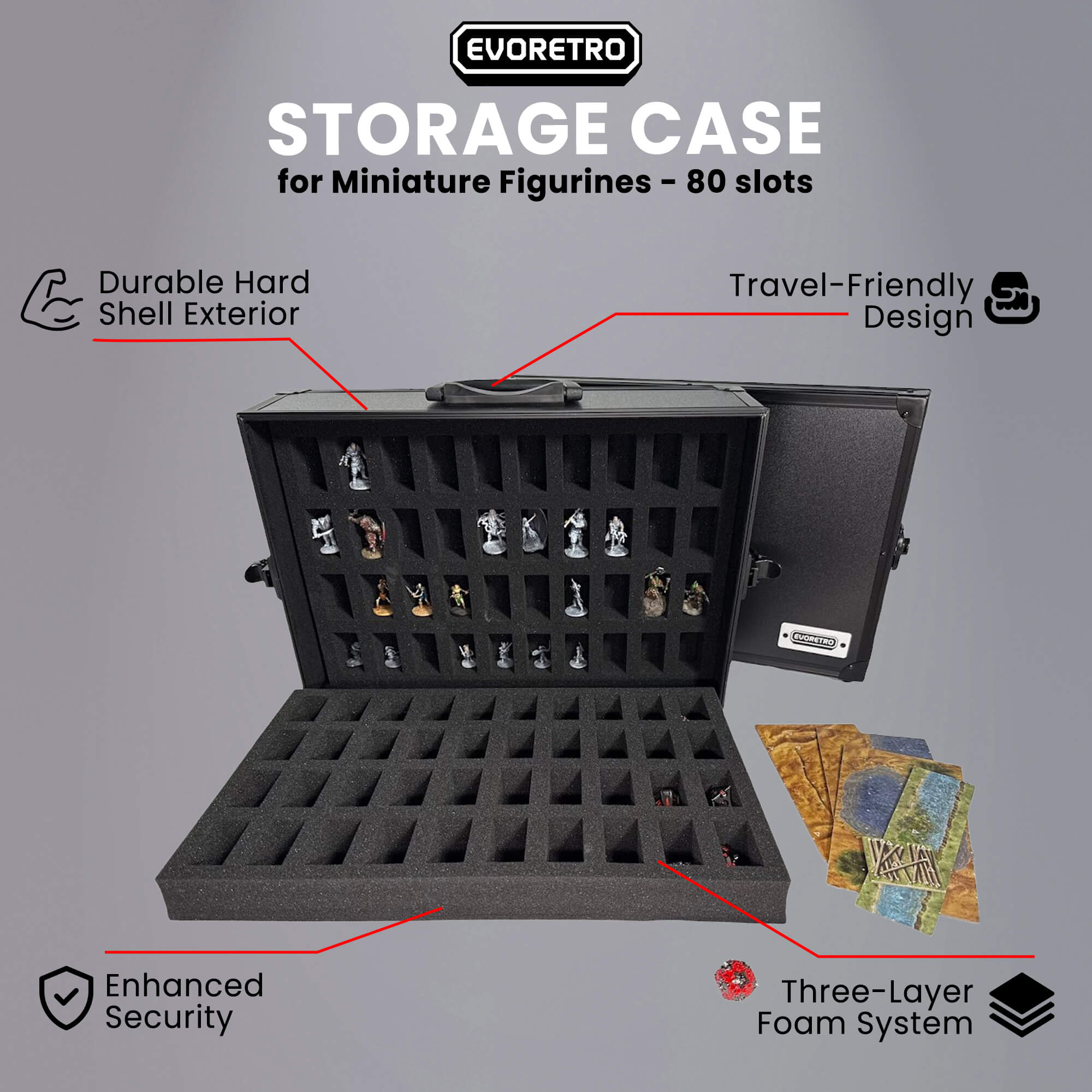 80-Slot Miniature Storage Case with Customizable Foam 