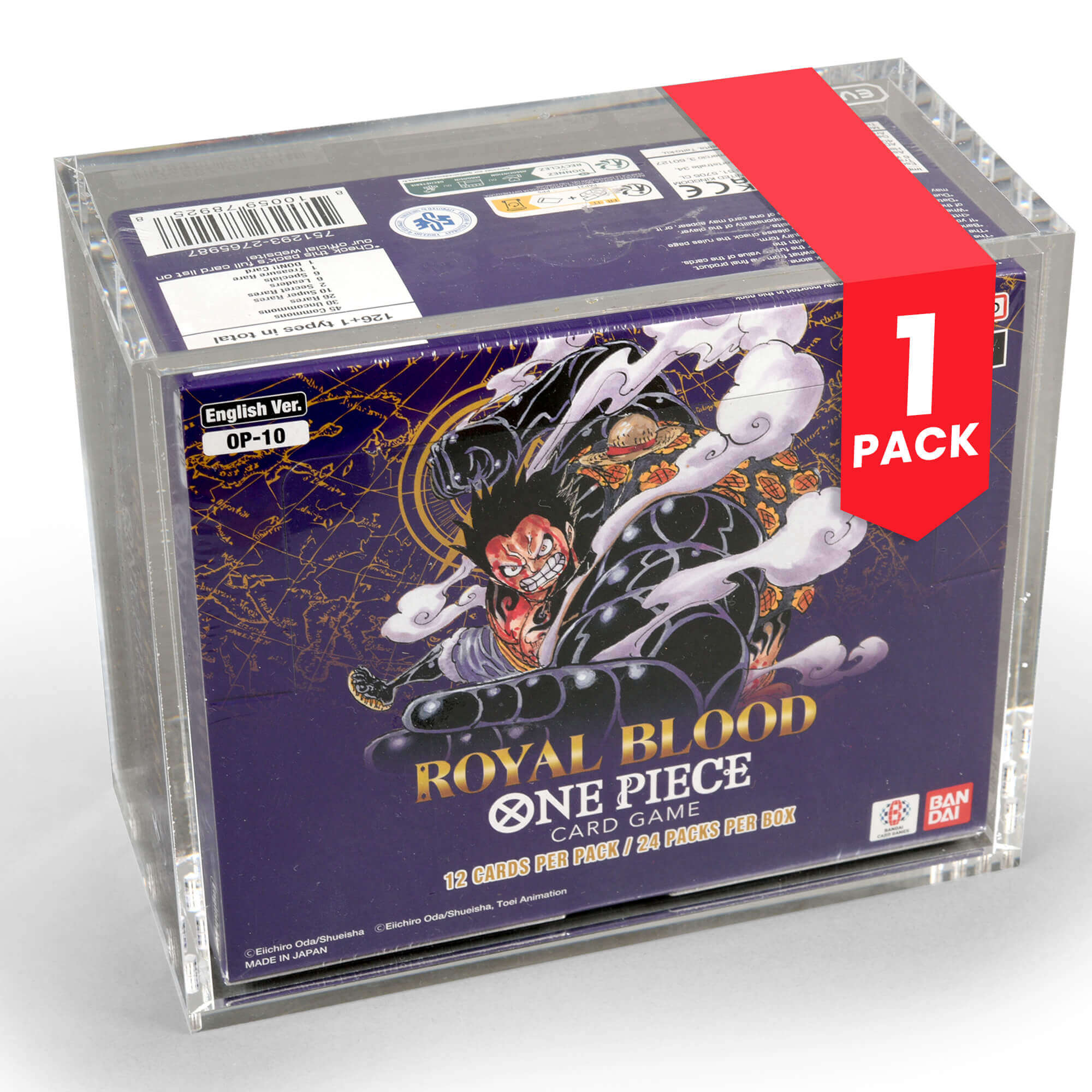 Acrylic Case Display for Bandai One Piece OPP 4-6 TCG Booster Box English Pack of 1 
