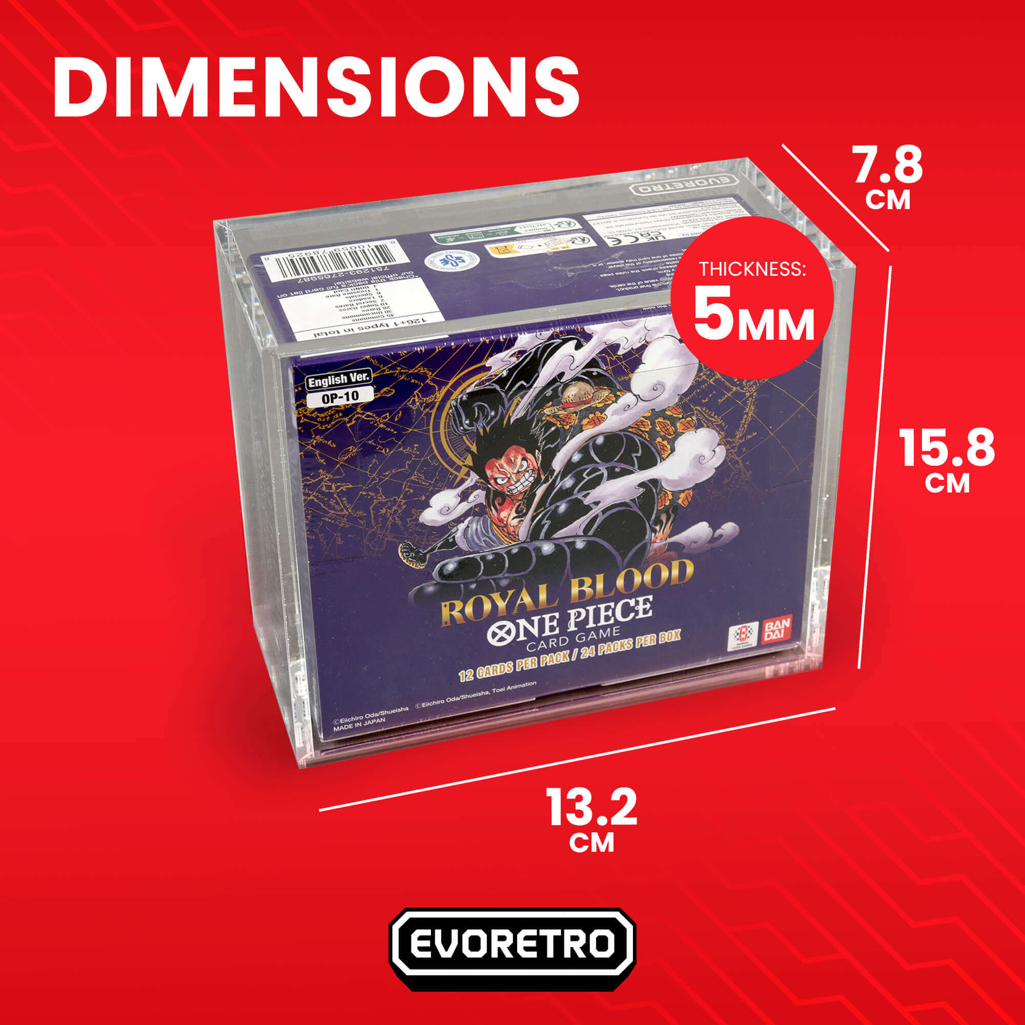 Acrylic Case Display for Bandai One Piece OPP 4-6 TCG Booster Box English Pack of 1 