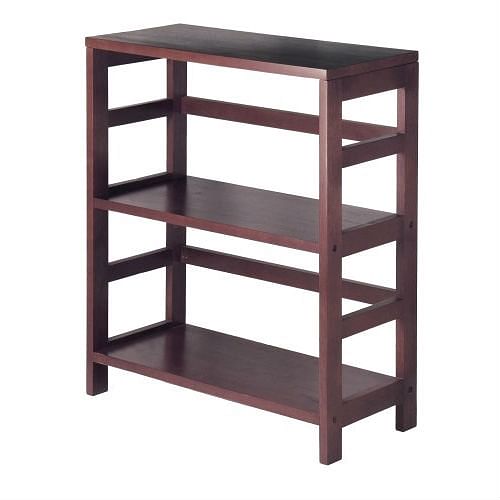 Contemporary 3-Tier Bookcase Storage Shelf in Espresso Wood Finish - Free Shipping