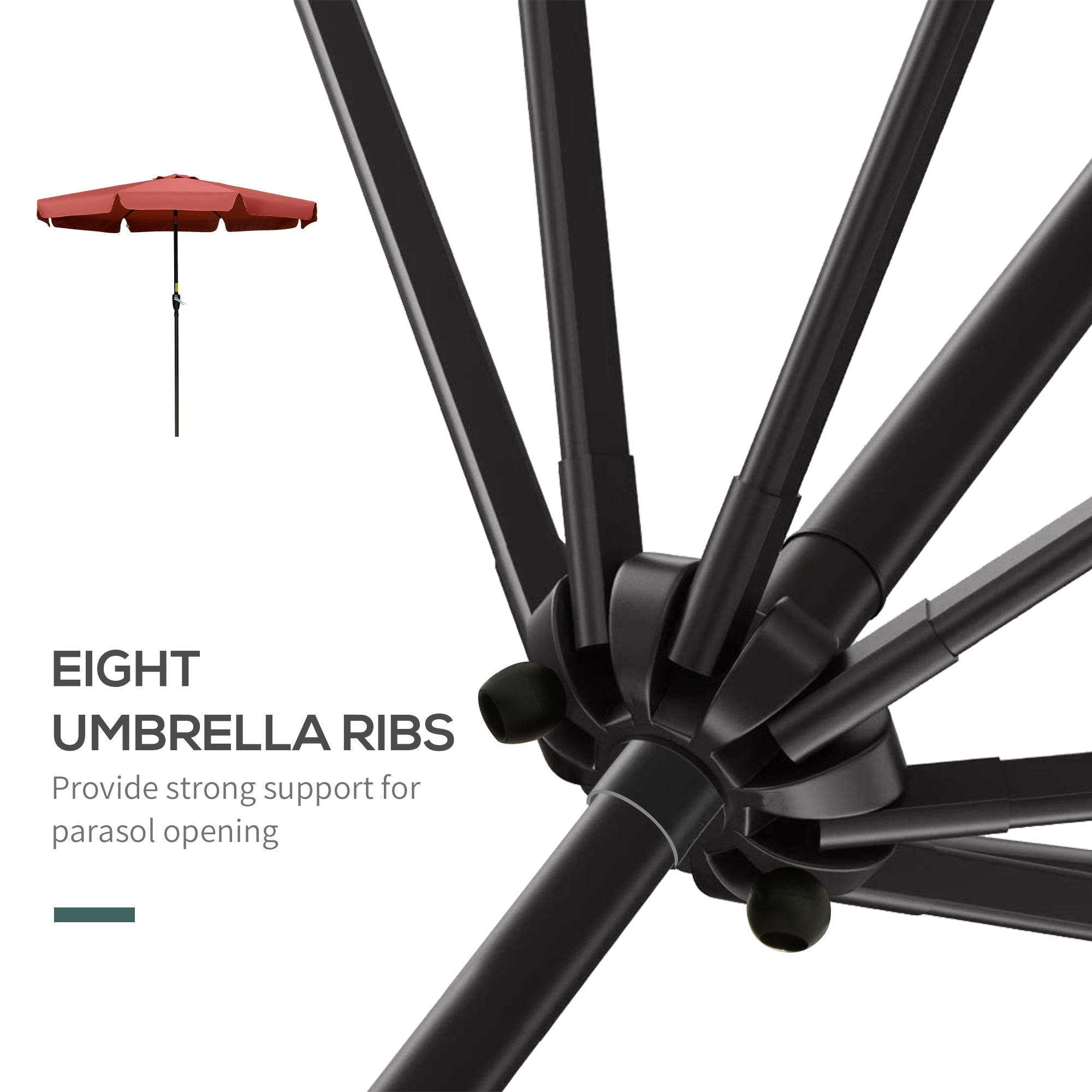 Outsunny Tilting Terrace: 8.5 ft Outdoor Market Table Umbrella Round with Crank Tilt, for Garden Backyard Deck, Wine Red Shade 