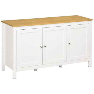 HOMCOM Stylish Storage Centerpiece: Buffet Cabinet with Doors, Adjustable Shelves for Living Room, Entryway, White Natural Finish 