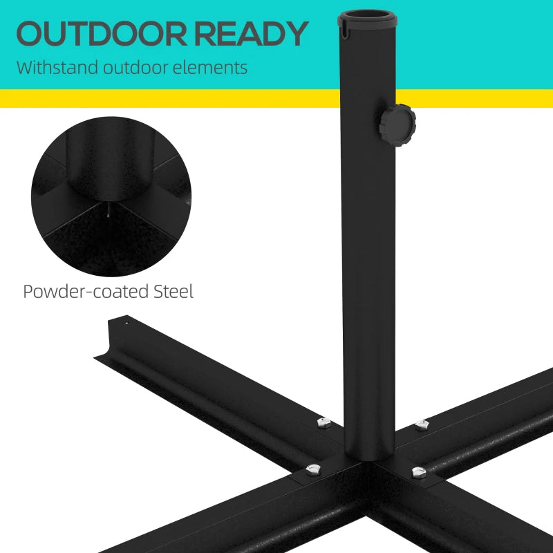 Outdoor Universal Cross Brace Stand for Small Offset Umbrella or Large Market Umbrella, Black