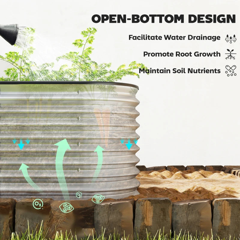 Galvanized Raised Garden Bed, 6 x 2 x 2 ft Modular Metal Garden Beds with Rubber Strip Edging, Silver