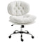 Computer Desk Chair, Armless Office Chair with Wide Padded Seat and Adjustable Height, Cream White