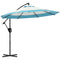 Outsunny 10 FT Cantilever Umbrella, Round Hanging Offset Umbrella with Crank, Tilt and Cross Base for Garden, Backyard, Blue