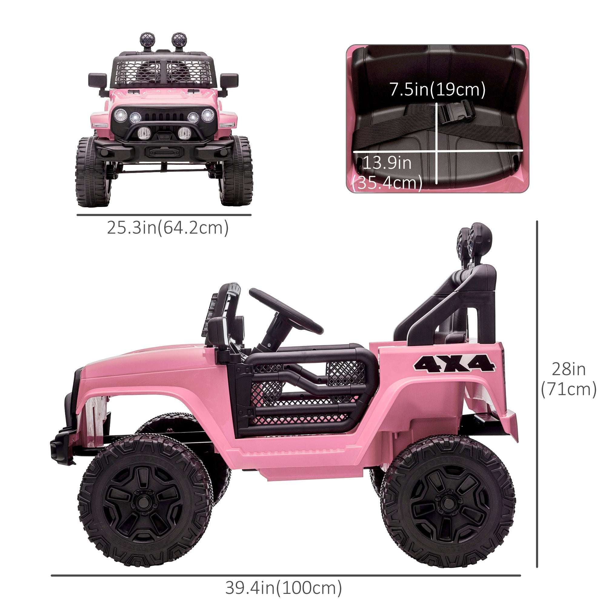 Aosom 12V Electric Truck, Off Road Electric Pickup with Remote Control, Adjustable Speed, Ride on Car for Kids, Pink 
