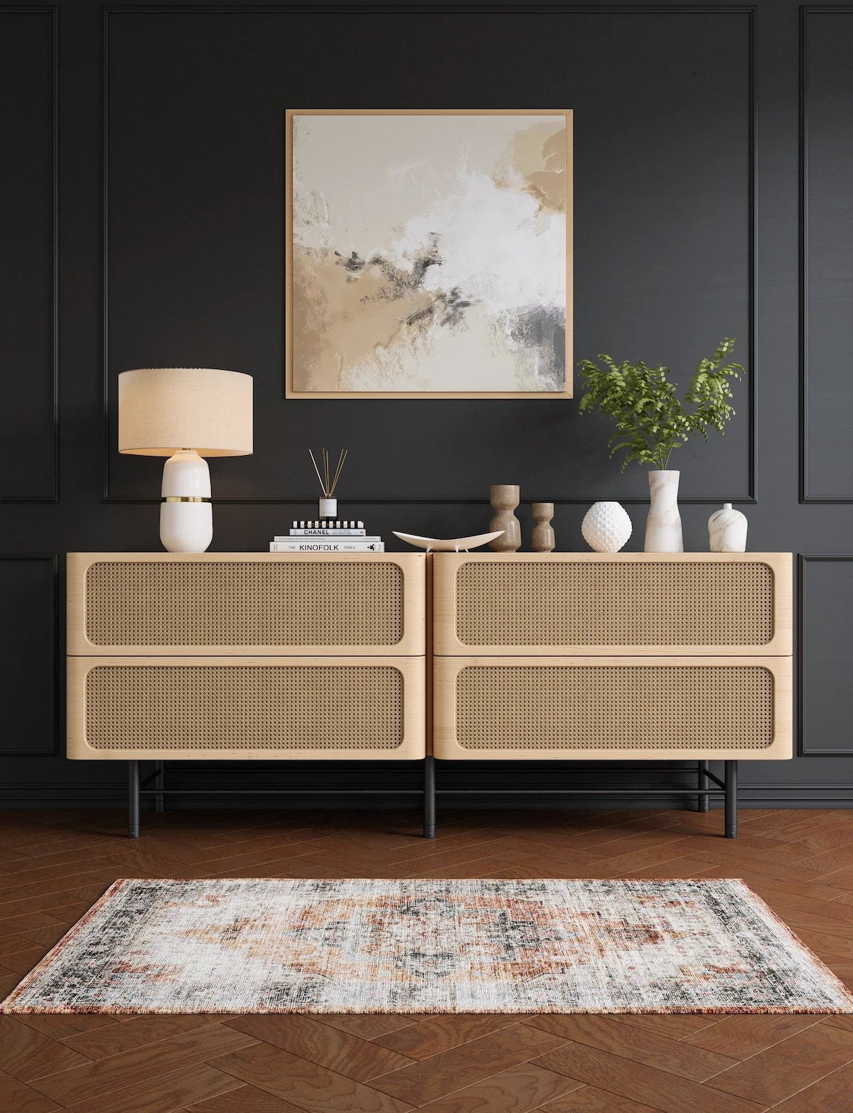 Echo Burnt Orange Black Pink Rug 