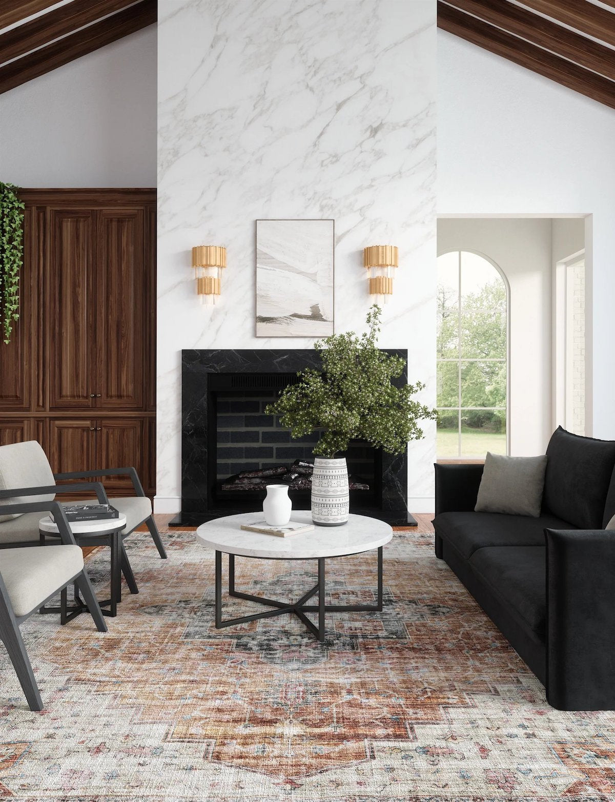 Echo Burnt Orange Black Pink Rug 