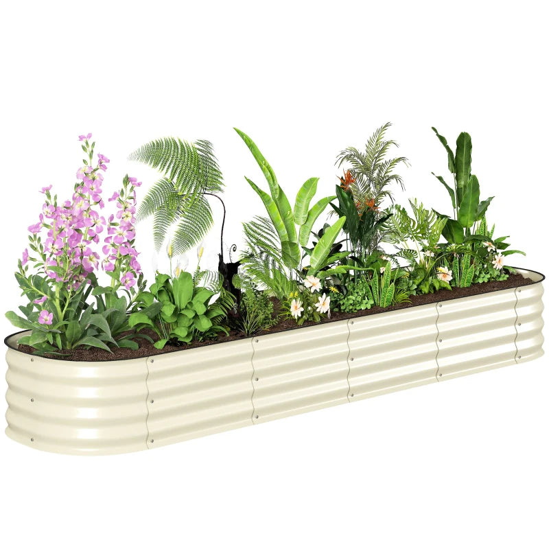 7.9 x 2 x 1ft Galvanized Raised Garden Bed Kit, Metal Planter Box with Safety Edging, Cream White