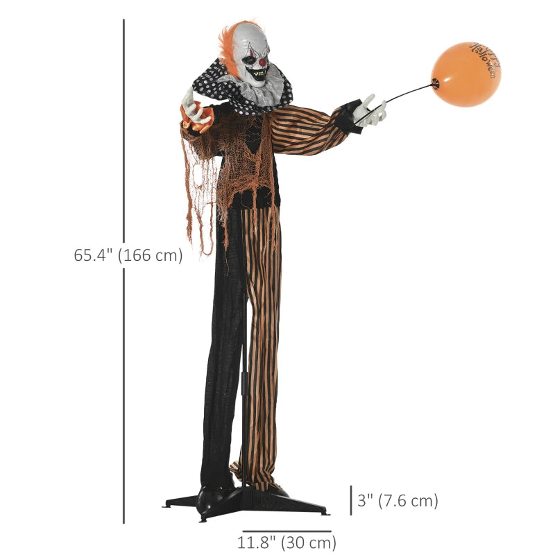Outsunny 5ft Life-Size Talking Circus Clown – Sound & Motion Activated Halloween Decoration, Light-Up Eyes 