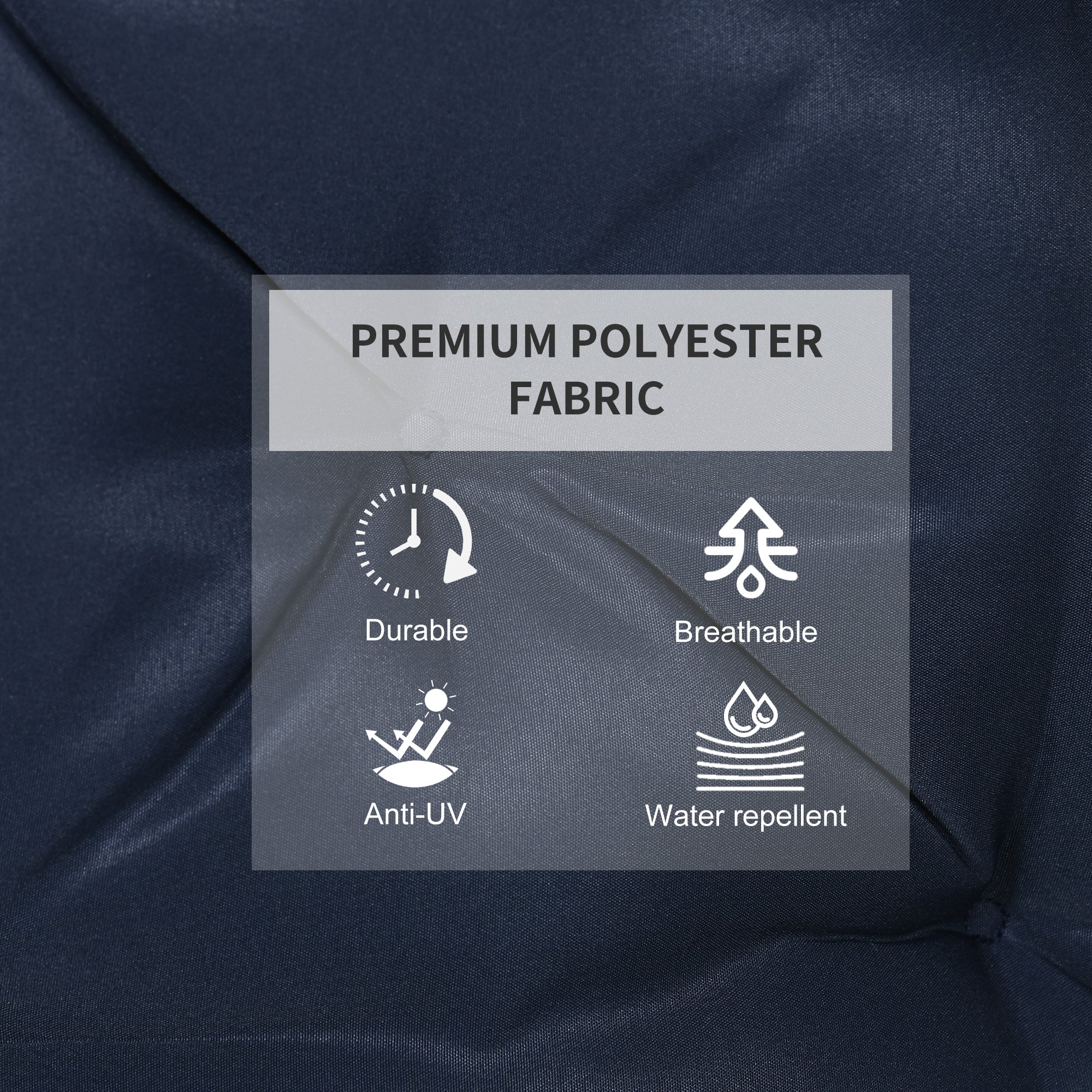 Outsunny Set of 2 Comfortable Garden Chair Cushions with Backrest for Sunbeds Rocking Chairs Loungers Dark Blue 