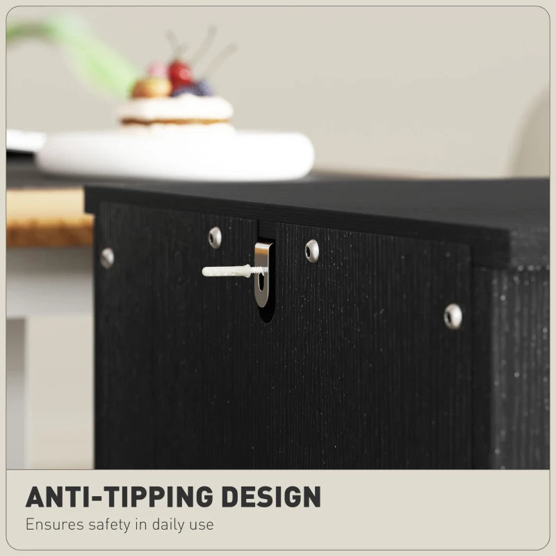 Vertical Filing Cabinet with 2 Drawers, Rustic Farmhouse Office Storage Cabinet for A4, Letter Size, Black