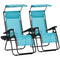 Outsunny 2 piece Zero Gravity Chair Adjustable Patio Lounge Chair Reclining Seat W/ Cup Holder & Canopy Shade