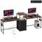96 Inch Gaming Desk, Dual Computer Desk for 2 Person with Power Outlets and Monitor Stands, Rustic Brown