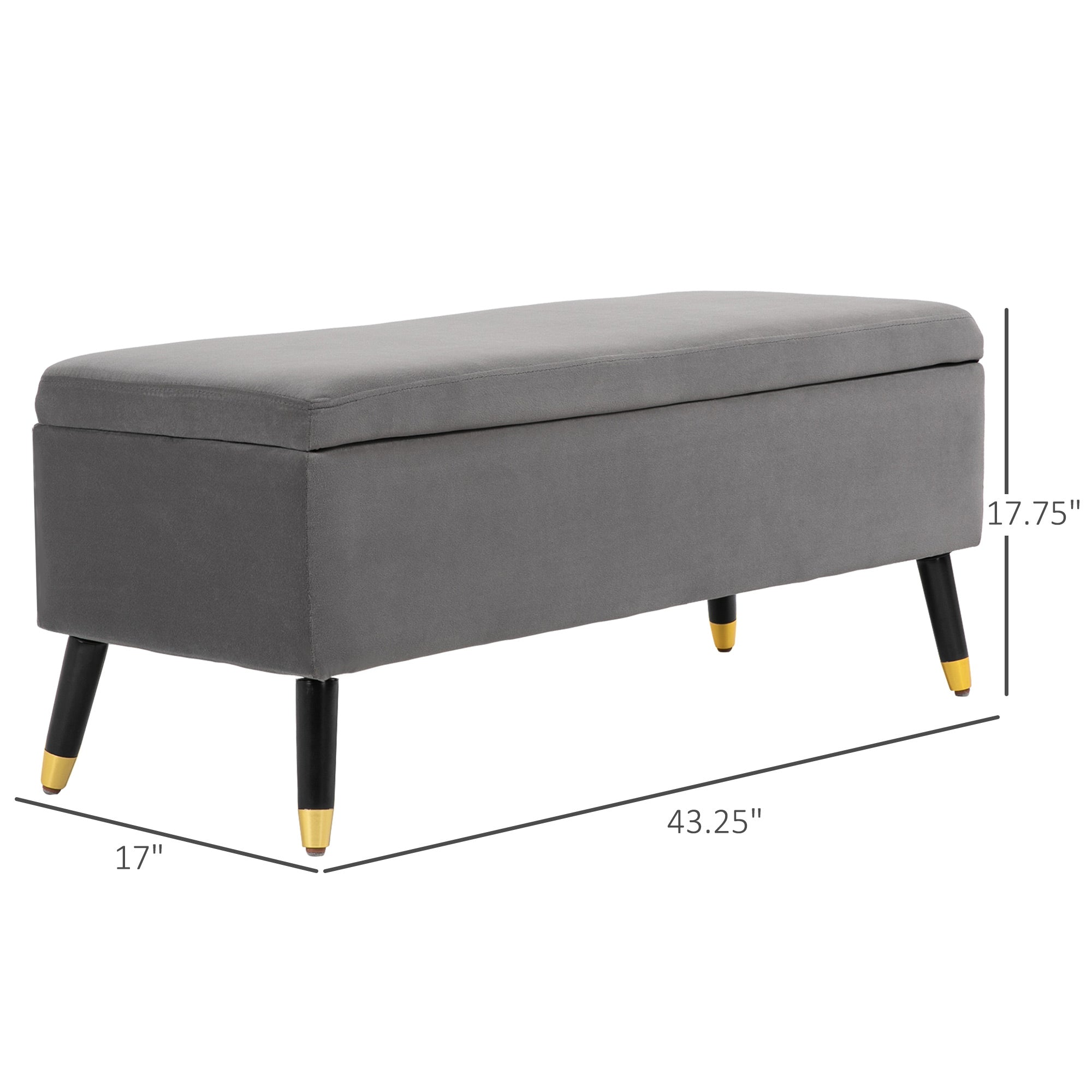 HOMCOM Fabric Storage Chest: Lift-Top Design with Wooden Legs for Versatile Seating 