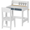 Qaba Kids Study Table and Chair Set, Art Desk and Chair Set with Storage Shelf and Drawers for 3-8 Year Old