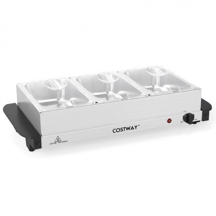 Electric Buffet Server Food Warmer with 3 Removable Trays