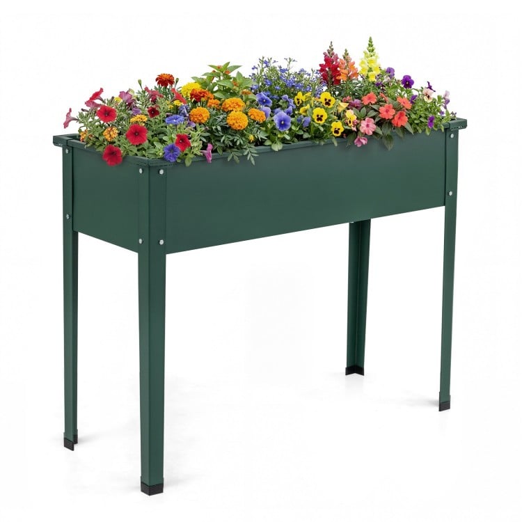 Elevated Metal Raised Garden Bed with Legs and Drainage Holes-Green