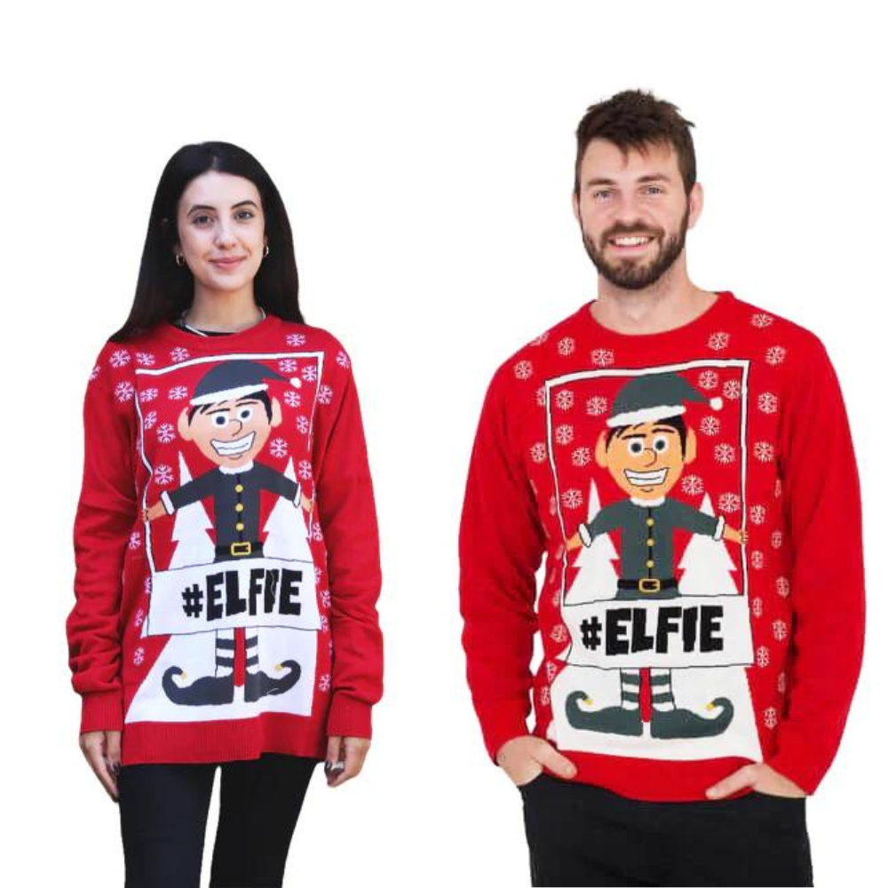 Couple - #Elfie Hashtag  Sweater 