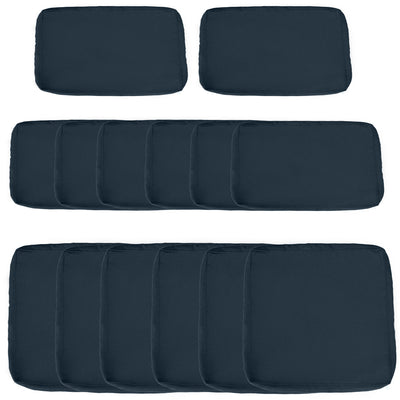 Outsunny Outdoor 14pc Patio Rattan Sofa Set Cushion Polyester Cover Replacement Set - No Cushion Included Blue 