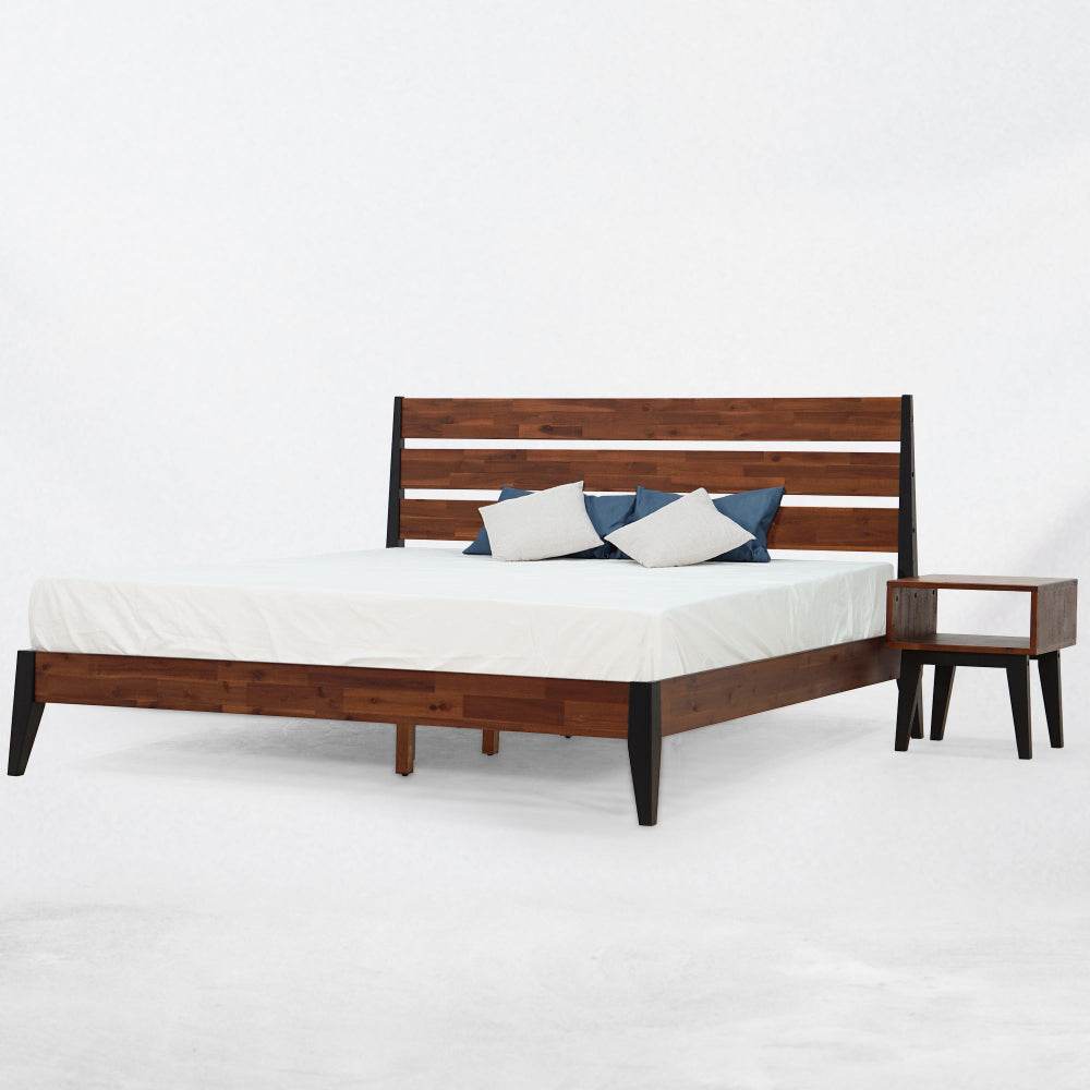 Emery Solid Wood Bed Frame & Nightstand Bedroom Set 