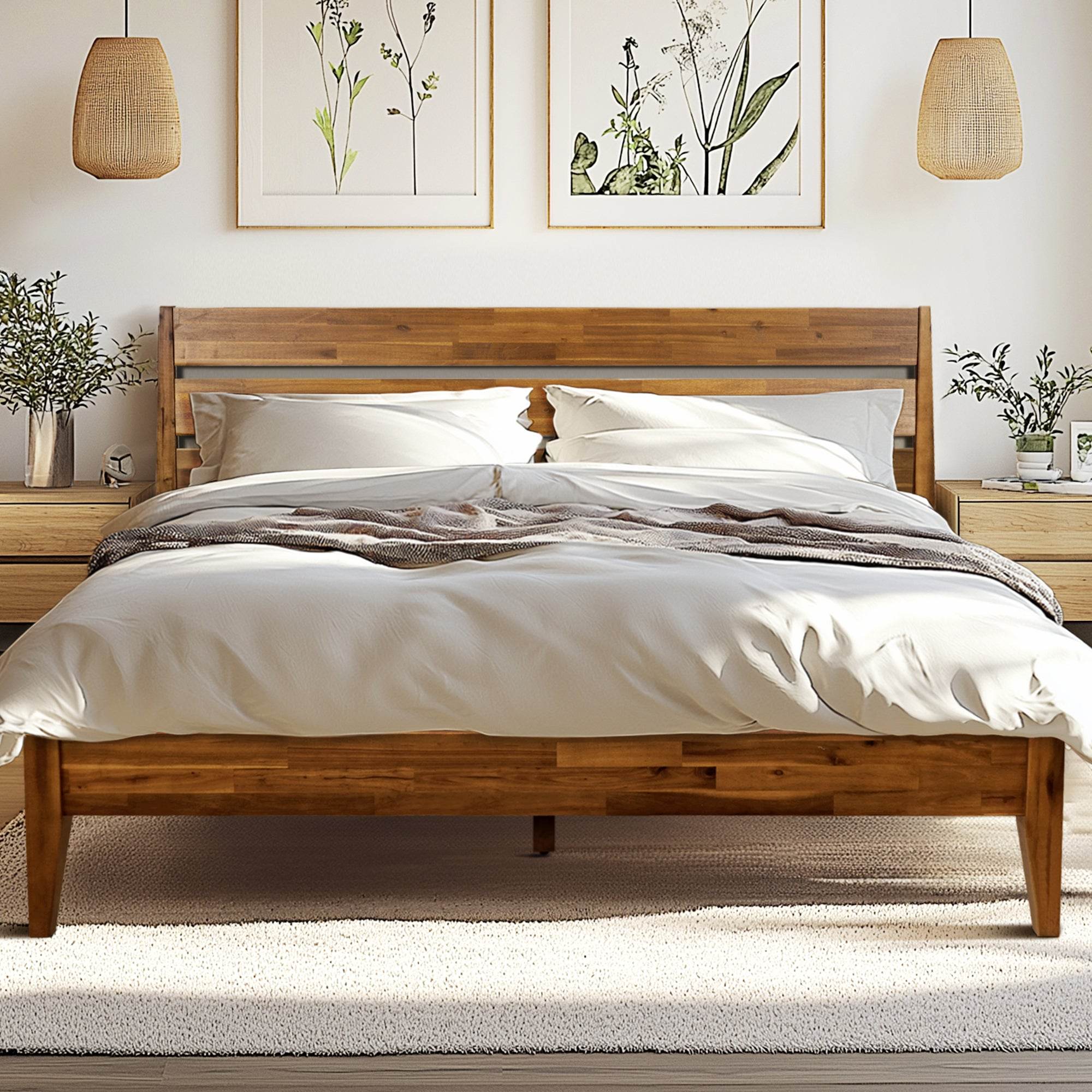 Emery Deluxe Wood Platform Bed Frame 
