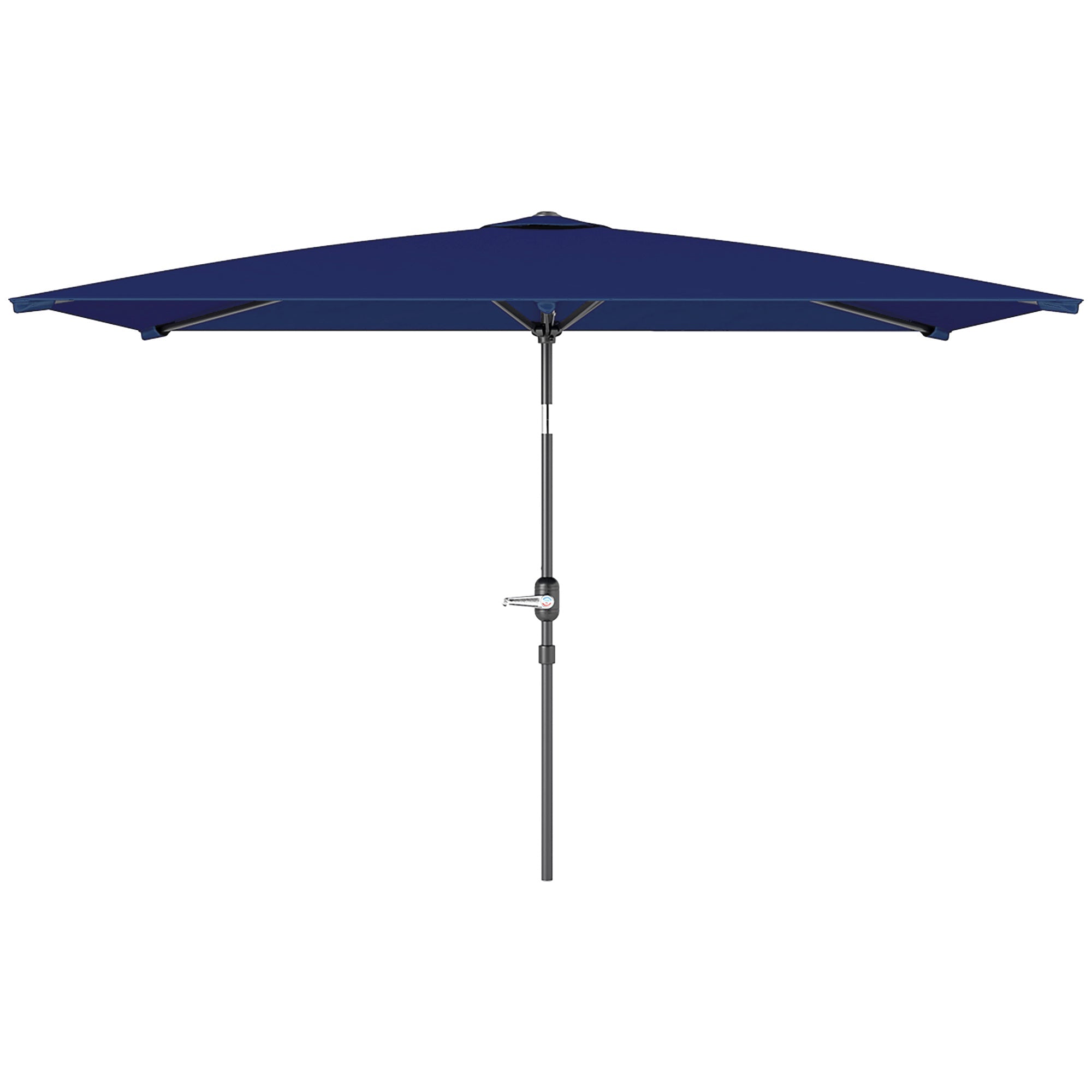 Outsunny 6.5x9.6ft Rectangle Aluminum Tilt Patio Umbrella, Garden Market Parasol, Outdoor Sunshade Canopy with Crank, Navy Blue 